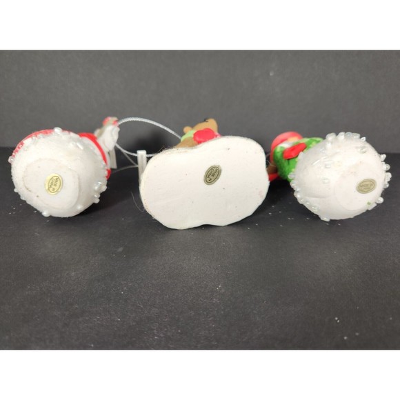 Set Of 3 Snowman Christmas Ornaments Glitter Sparkle hanging - Picture 5 of 5